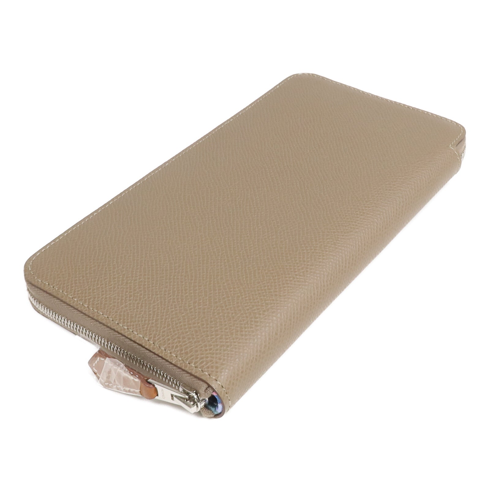 HERMES Epsom皮革Silk'In Long Wallet長錢包Etoupe