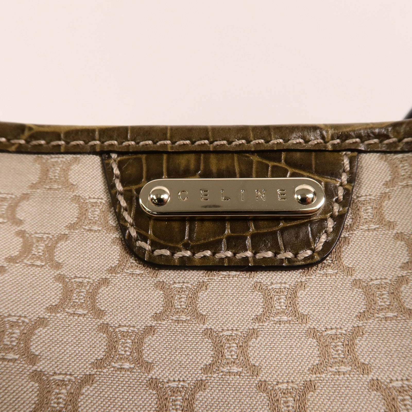 CELINE 帆布/牛皮皮革Vintage Macadam Tote肩背袋