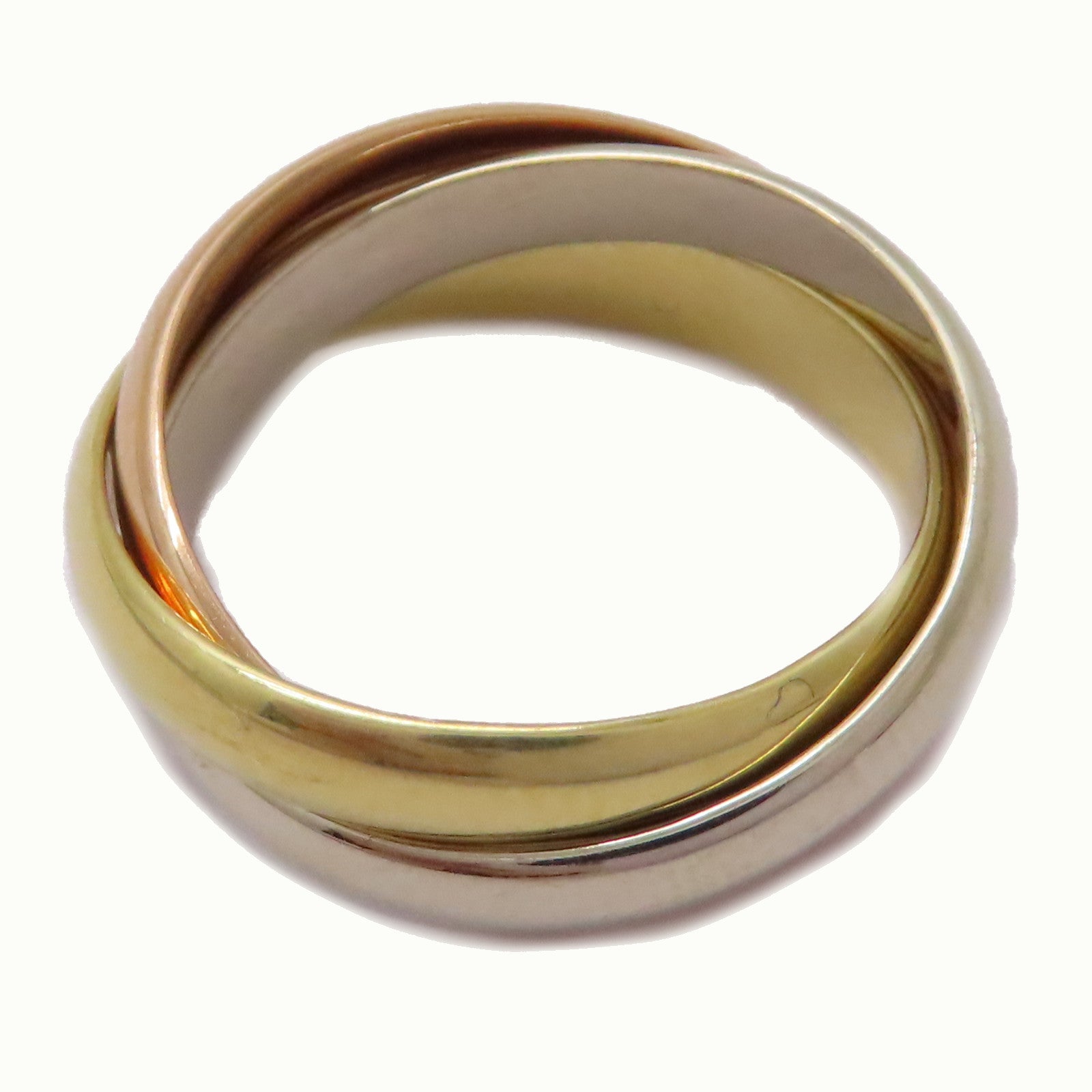 CARTIER 18K黃金/白金/玫瑰金Trinity Ring戒指US#6.75/Cartier#54