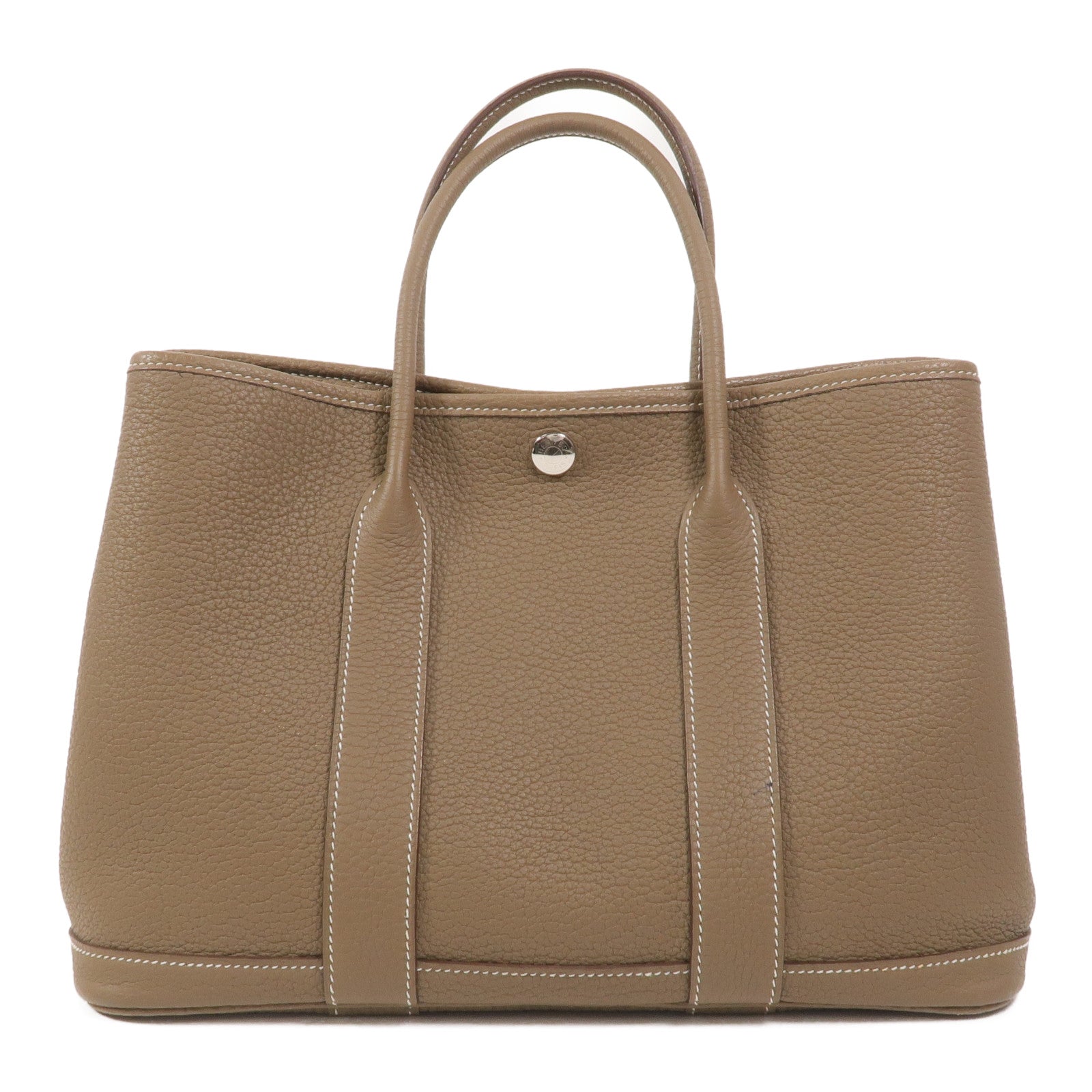 HERMES Negonda皮革Garden Party TPM手挽袋Etoupe