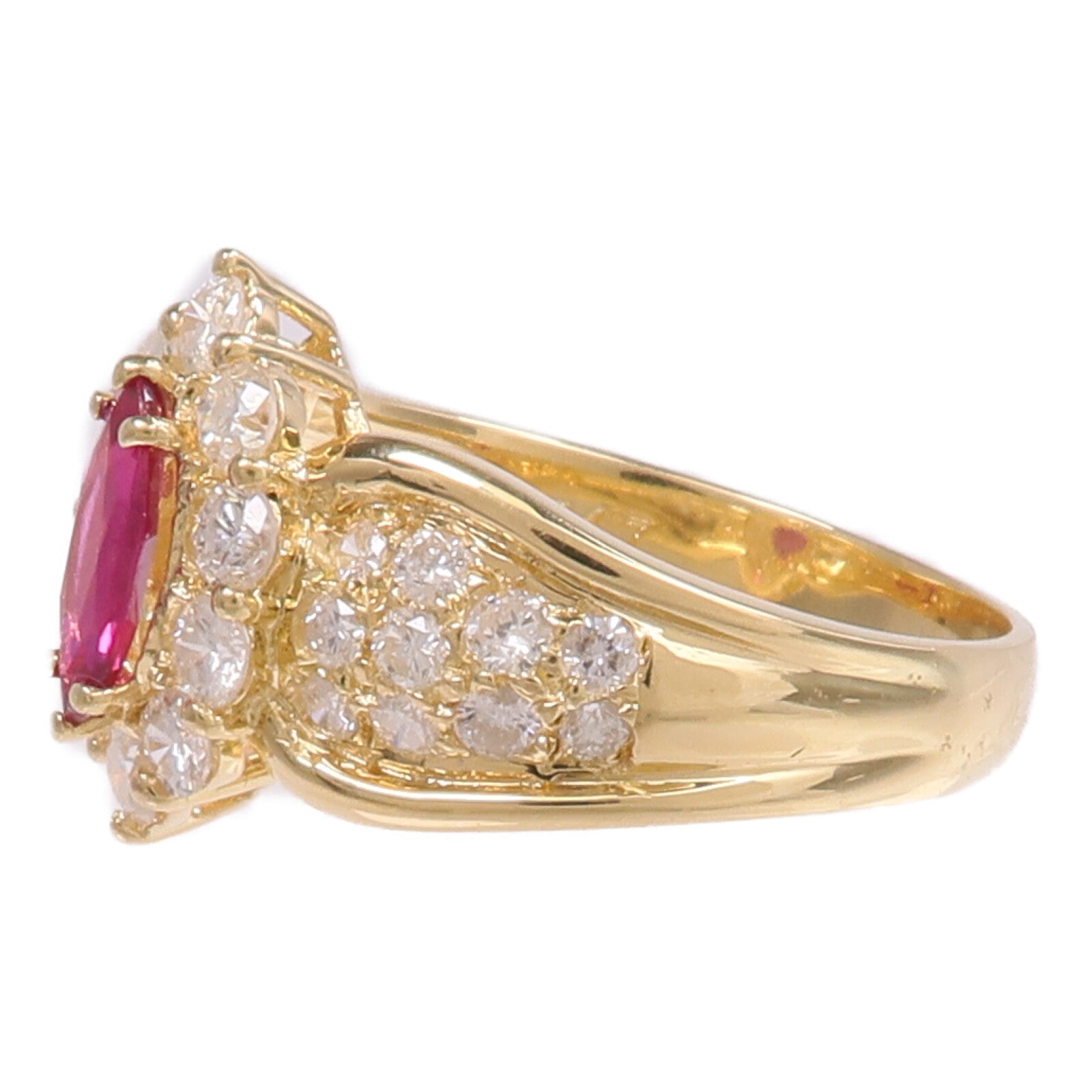 JEWELRY 18K黃金Ruby Diamond Ring紅寶石/鑽石戒指US#7.25