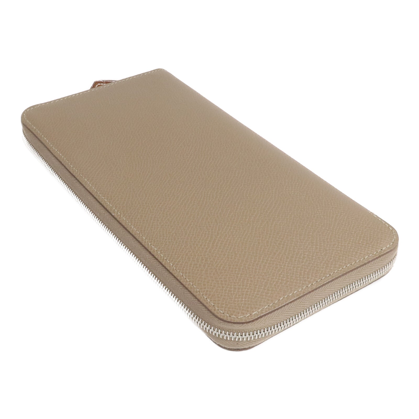 HERMES Epsom皮革Silk'In Long Wallet長錢包Etoupe