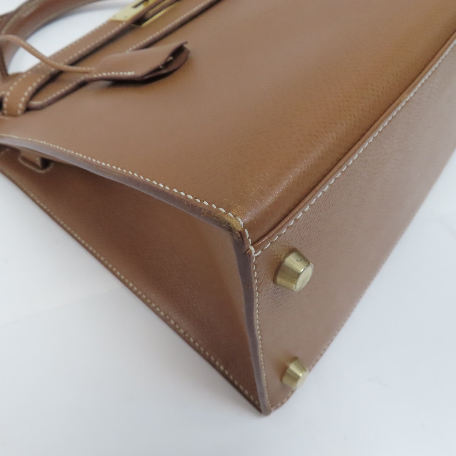 HERMES Courchevel皮革Kelly 28手挽肩背兩用袋Gold/金色