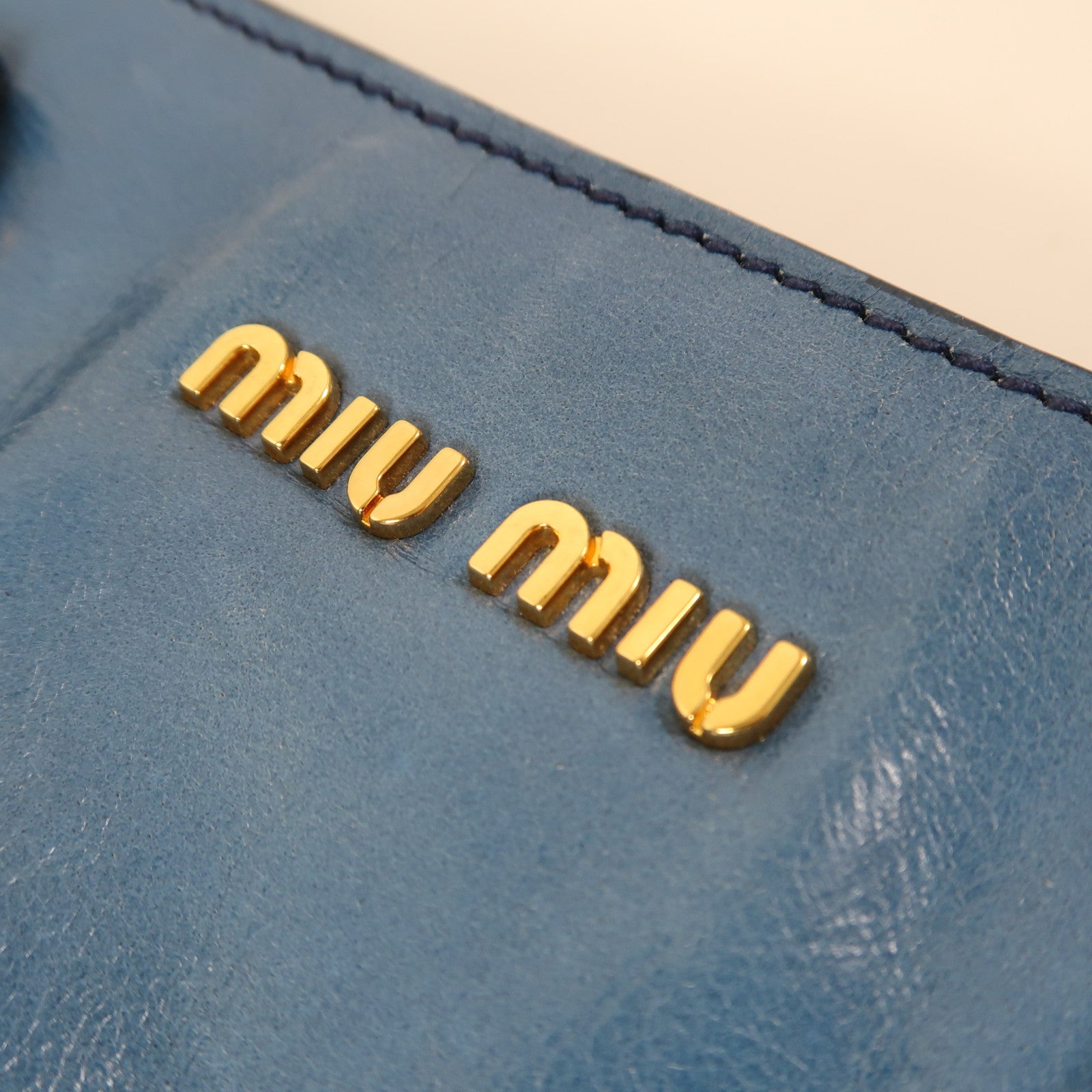 Miu Miu 牛皮皮革2 Way Shoulder Bag金扣手挽肩背兩用袋藍色