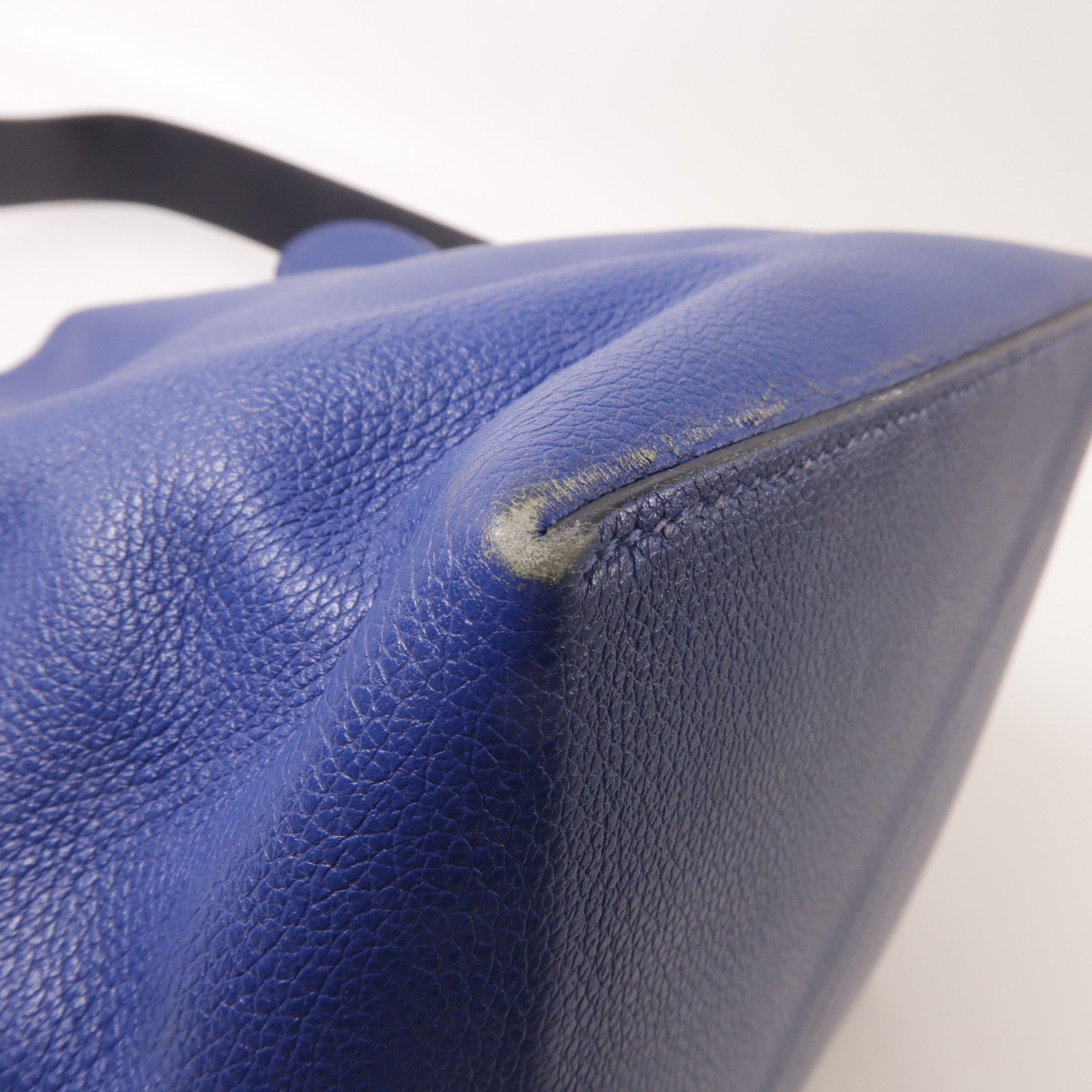 HERMES Evercolor皮革Licol 17銀扣肩背袋Bleu Brighton
