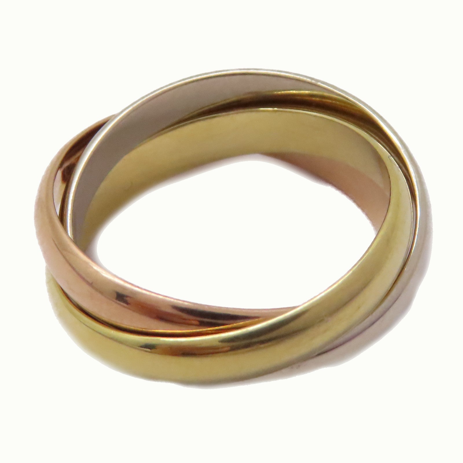 CARTIER 18K黃金/白金/玫瑰金Trinity Ring戒指US#6.75/Cartier#54