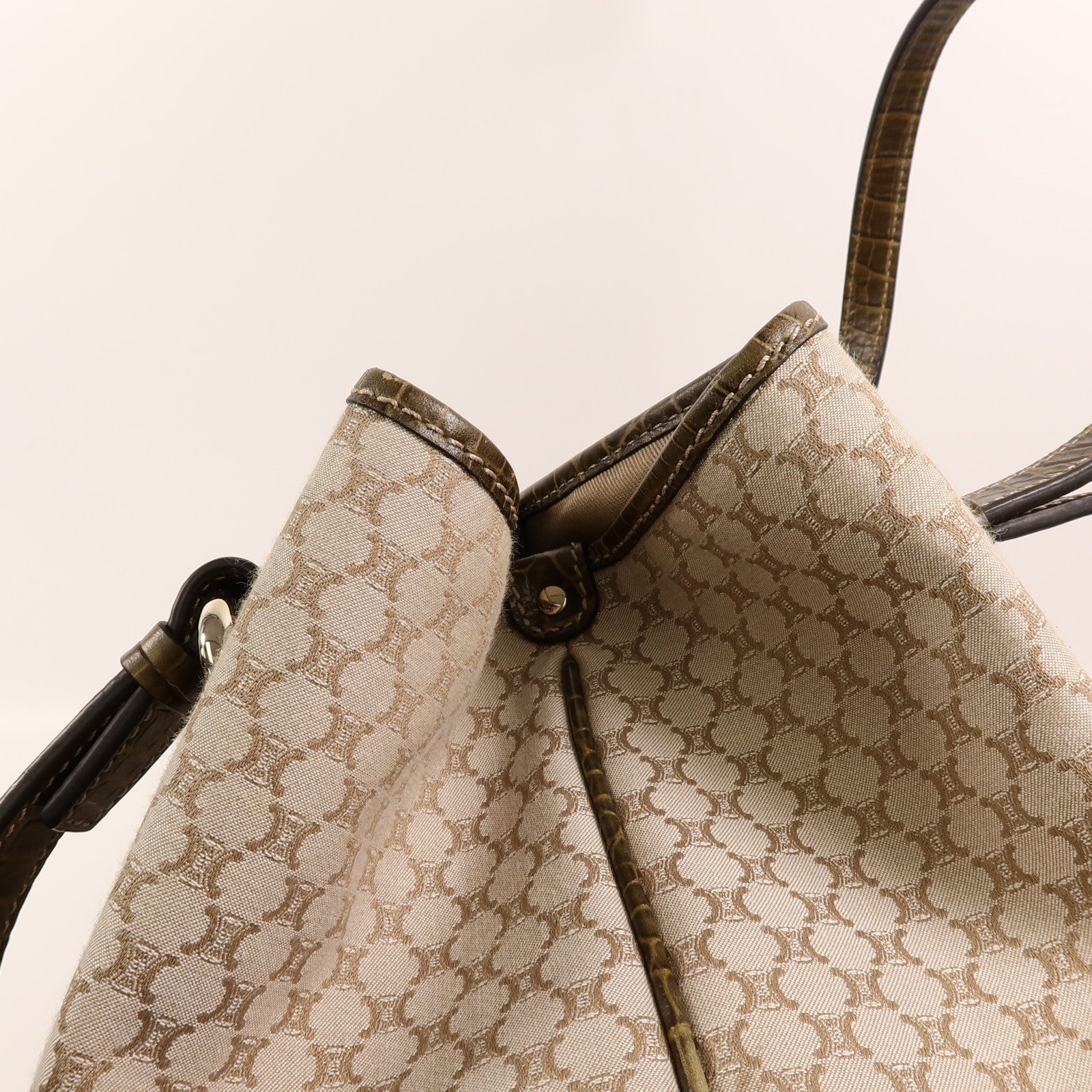 CELINE 帆布/牛皮皮革Vintage Macadam Tote肩背袋