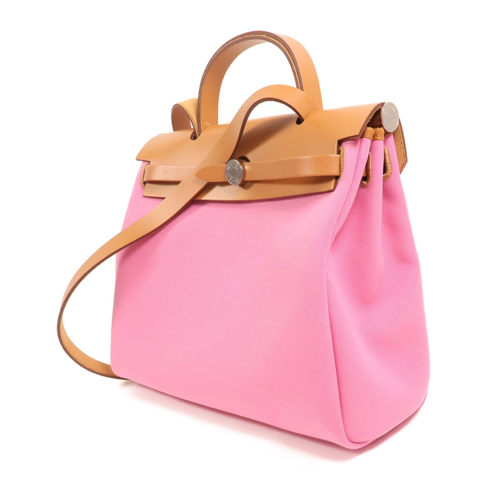 HERMES 帆布Herbag PM銀扣手挽肩背兩用袋