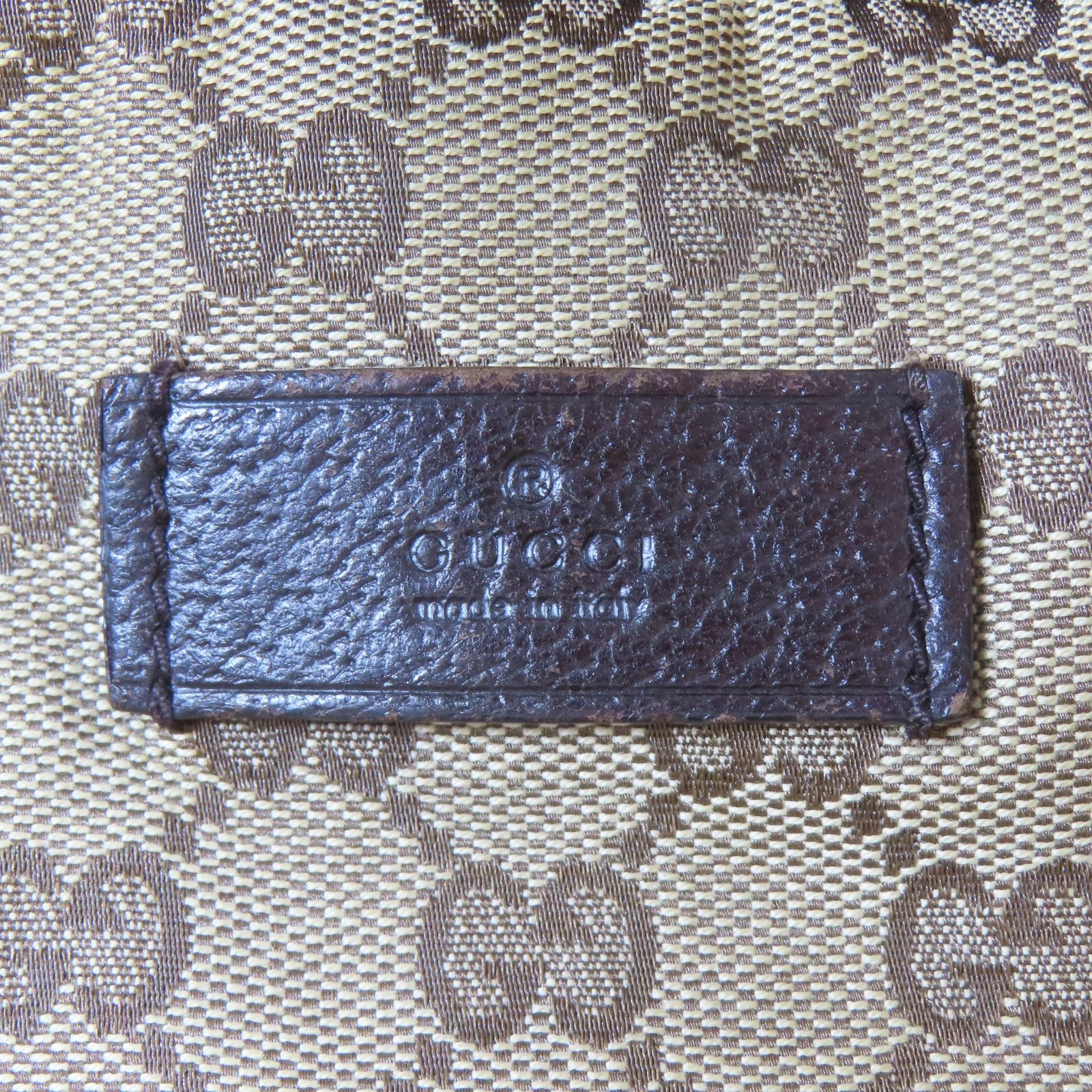 GUCCI 帆布Tote Bag銀扣手挽袋啡色
