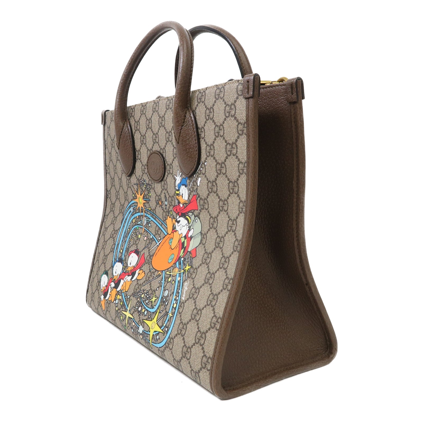 GUCCI 【激減優惠】塗層帆布Disney GG Supreme金扣手挽肩背兩用袋米色