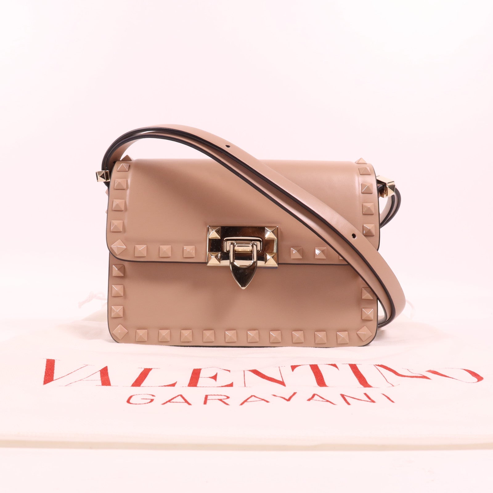 Valentino 牛皮皮革Shoulder Bag金扣肩背袋