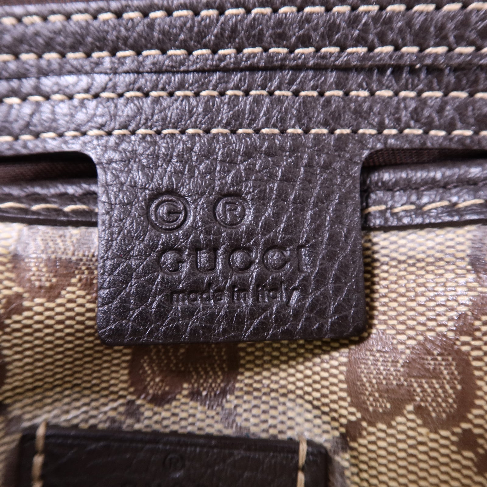 GUCCI 塗層帆布Boston Bag金扣手挽袋