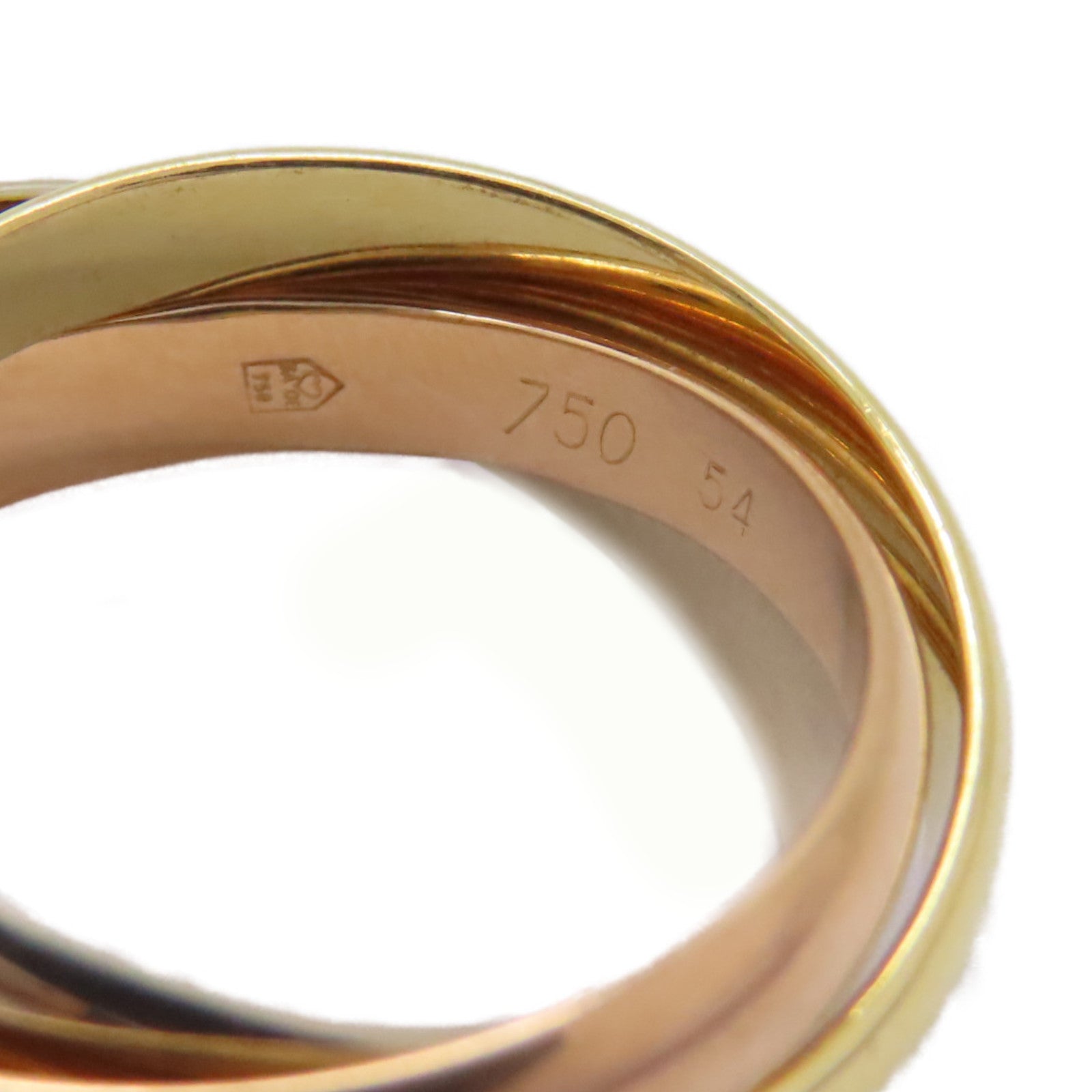 CARTIER 18K黃金/白金/玫瑰金Trinity Ring戒指US#6.75/Cartier#54