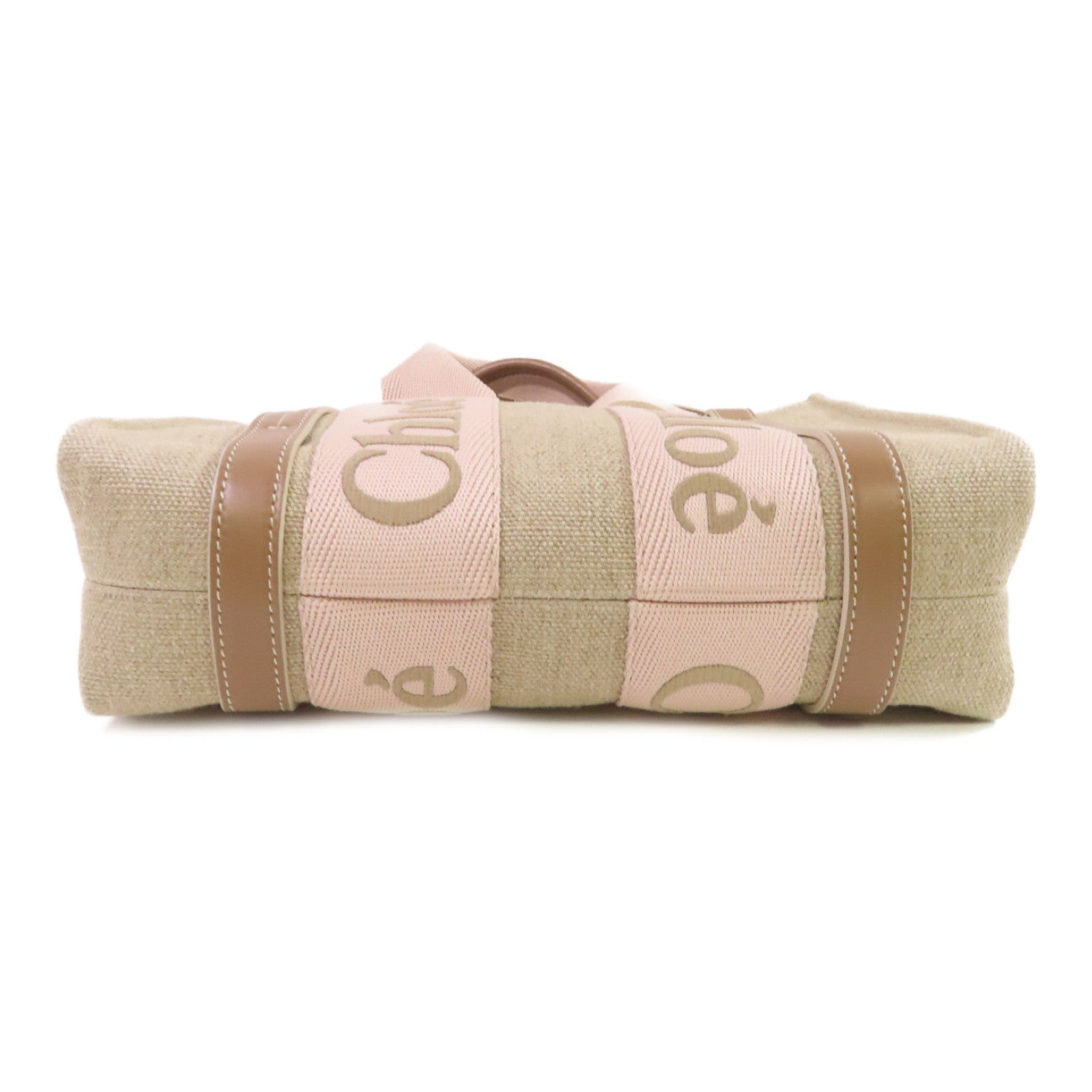 Chloe 帆布Small Woody 2Way Tote Bag手挽肩背兩用袋杏色