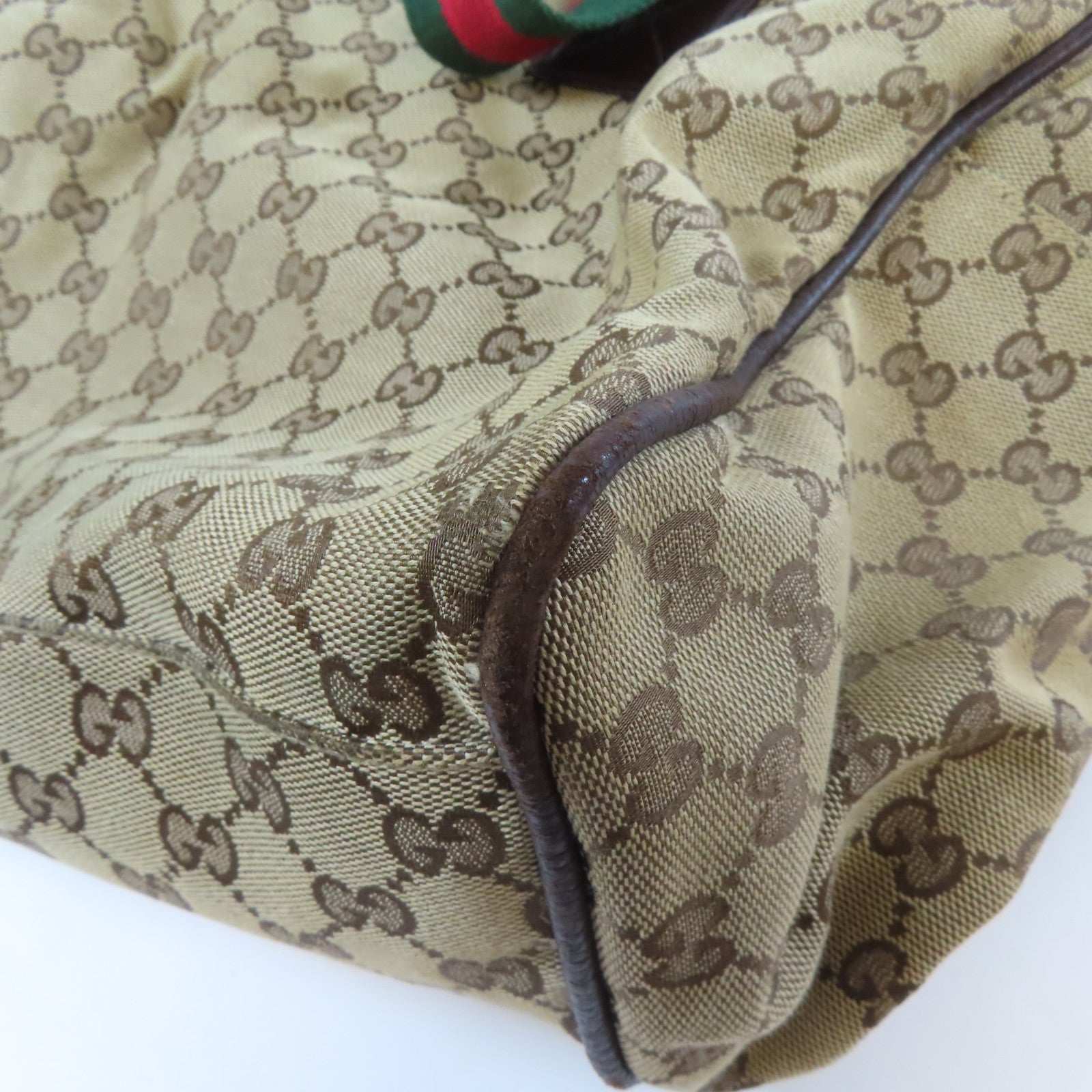 GUCCI 帆布Tote Bag銀扣手挽袋啡色