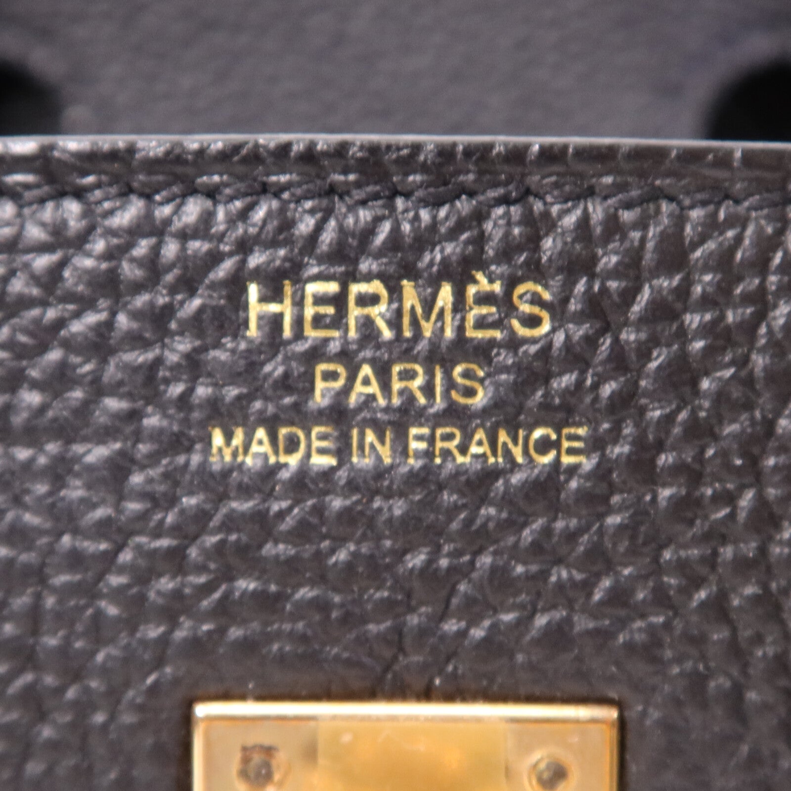HERMES Clemence皮革Birkin 25金扣手挽袋Noir
