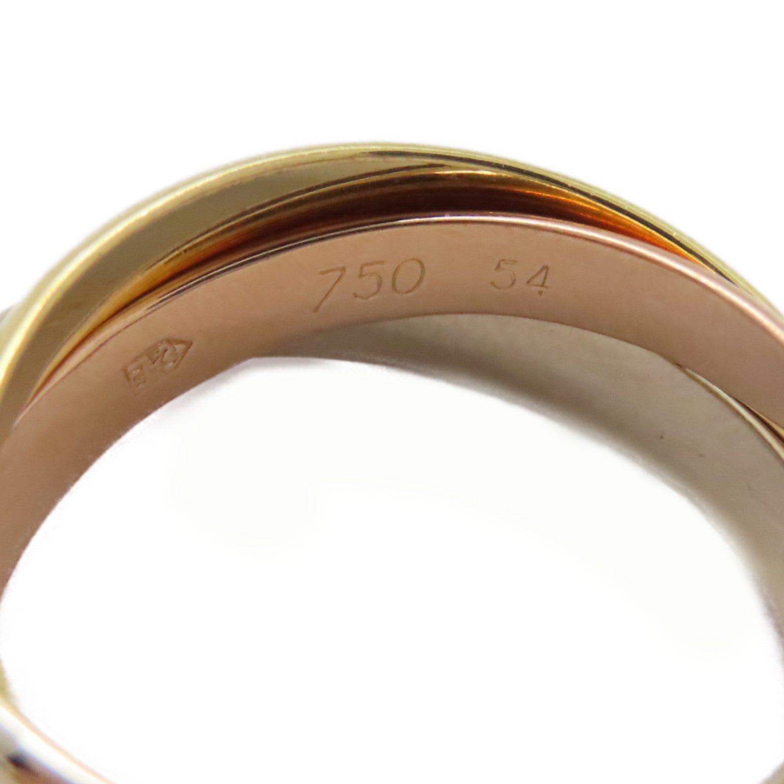 CARTIER 18K黃金/白金/玫瑰金Trinity Ring戒指US#6.75/Cartier#54