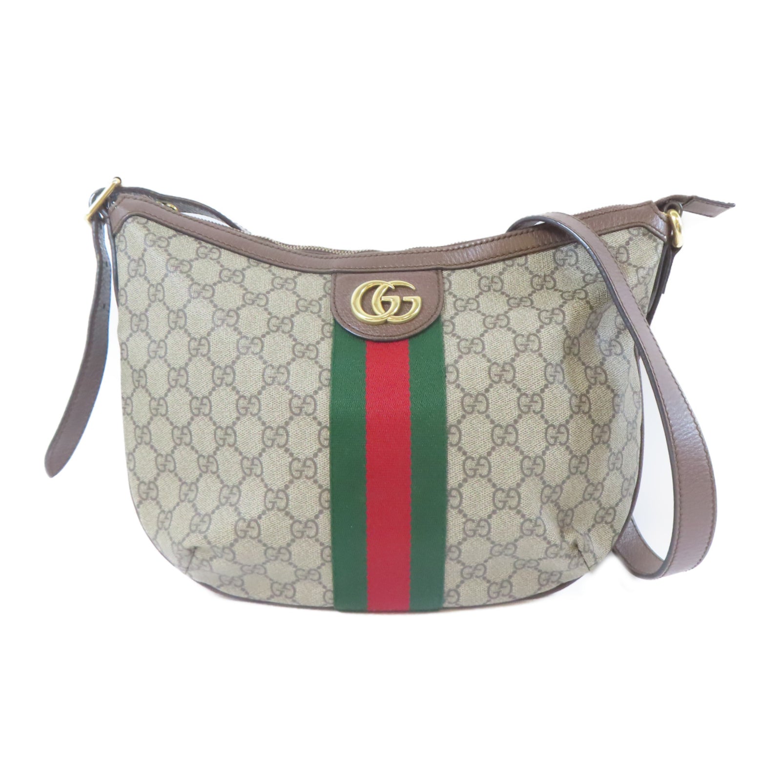 GUCCI 塗層帆布Ophidia金扣肩背袋啡色