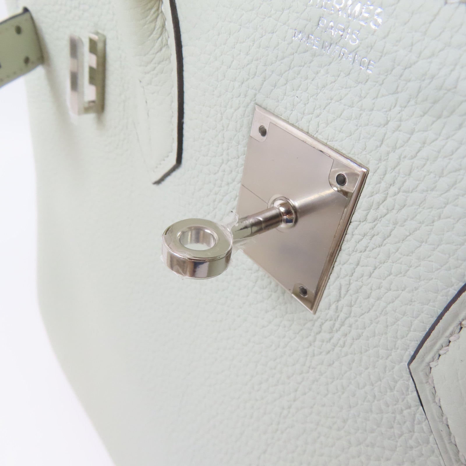 HERMES Togo皮革Birkin 30銀扣手挽袋Gris Neve/淺綠色