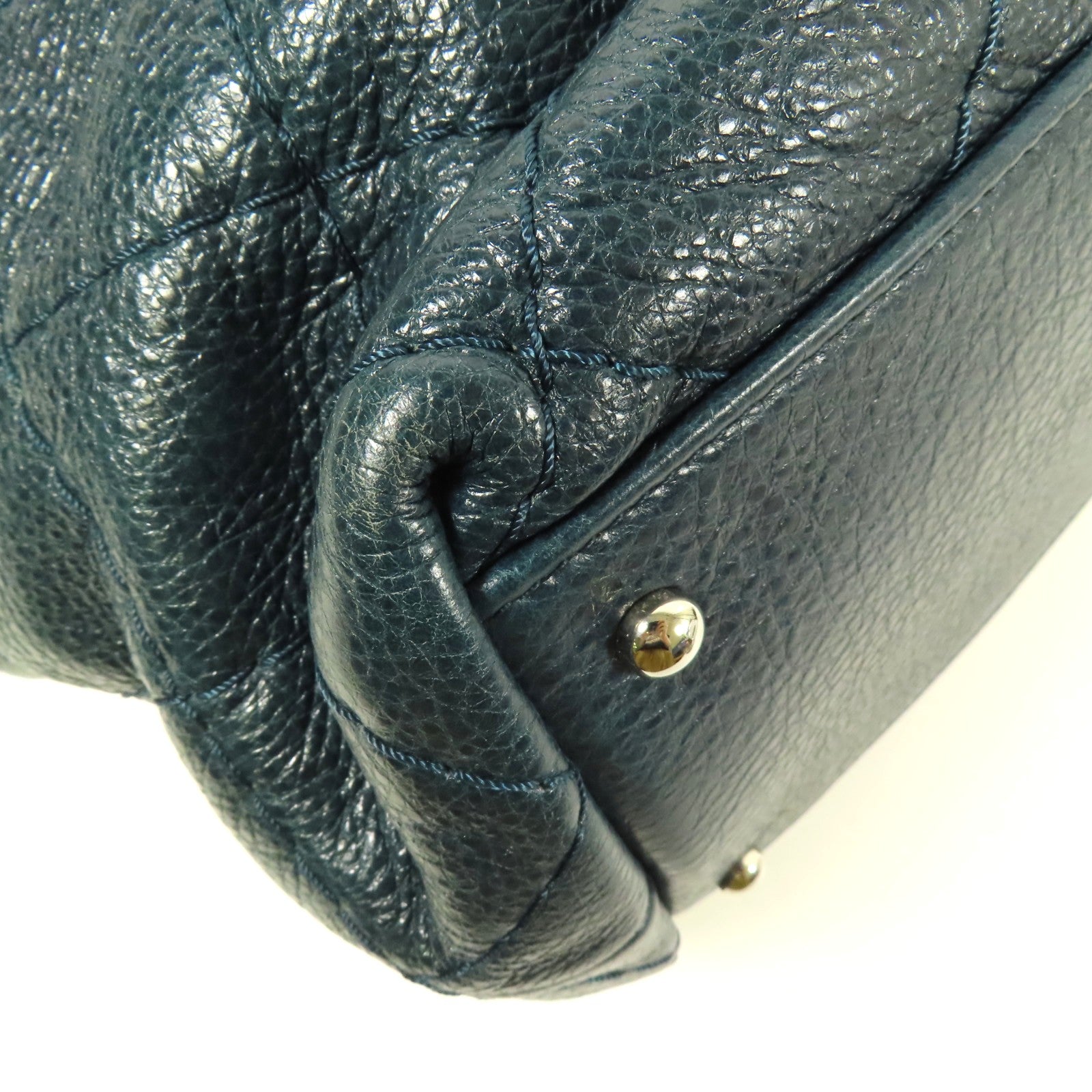 CHANEL 牛皮皮革Tote Bag銀扣肩背袋