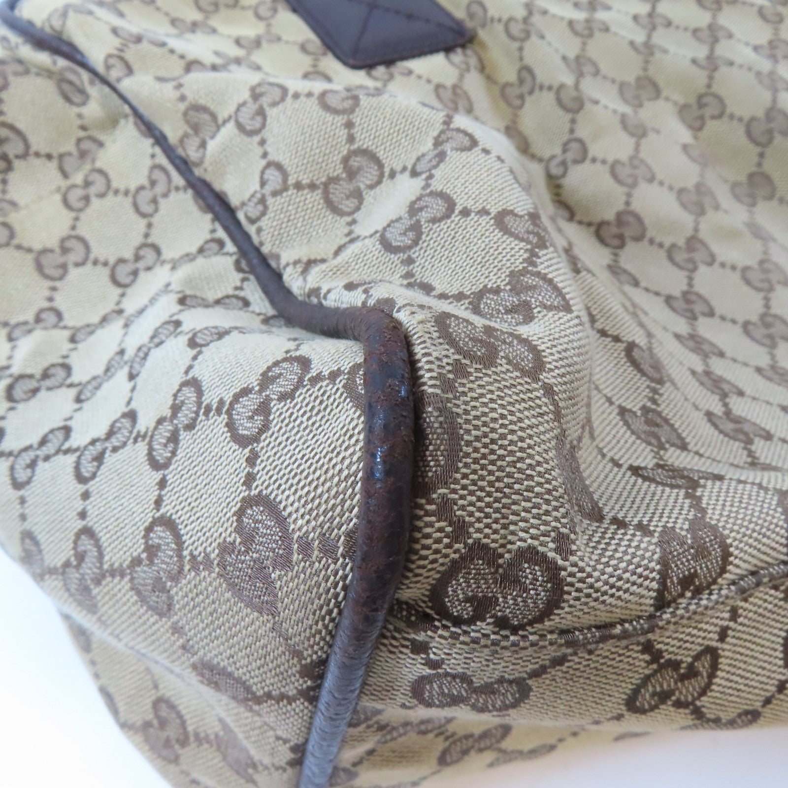 GUCCI 帆布Tote Bag銀扣手挽袋啡色