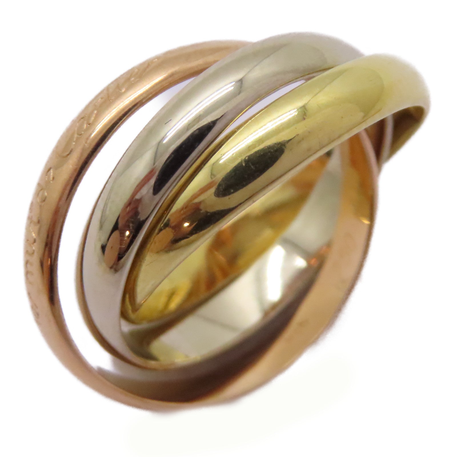 CARTIER 18K黃金/白金/玫瑰金Trinity Ring戒指US#6.75/Cartier#54