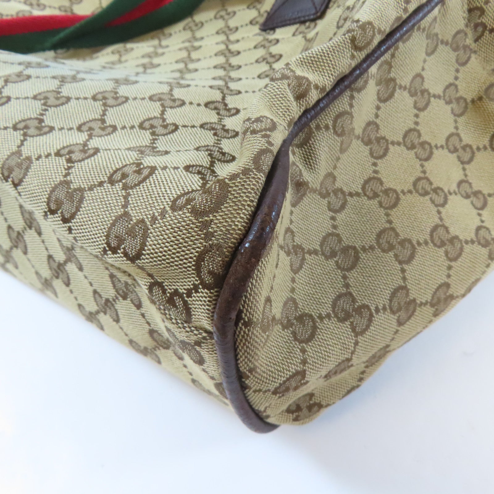 GUCCI 帆布Tote Bag銀扣手挽袋啡色