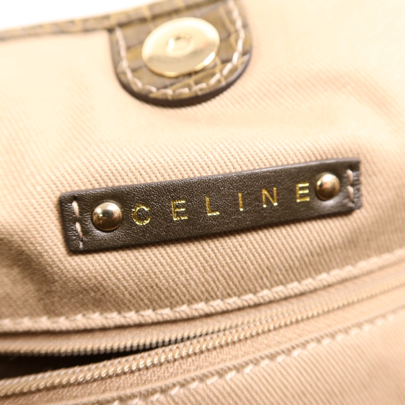 CELINE 帆布/牛皮皮革Vintage Macadam Tote肩背袋