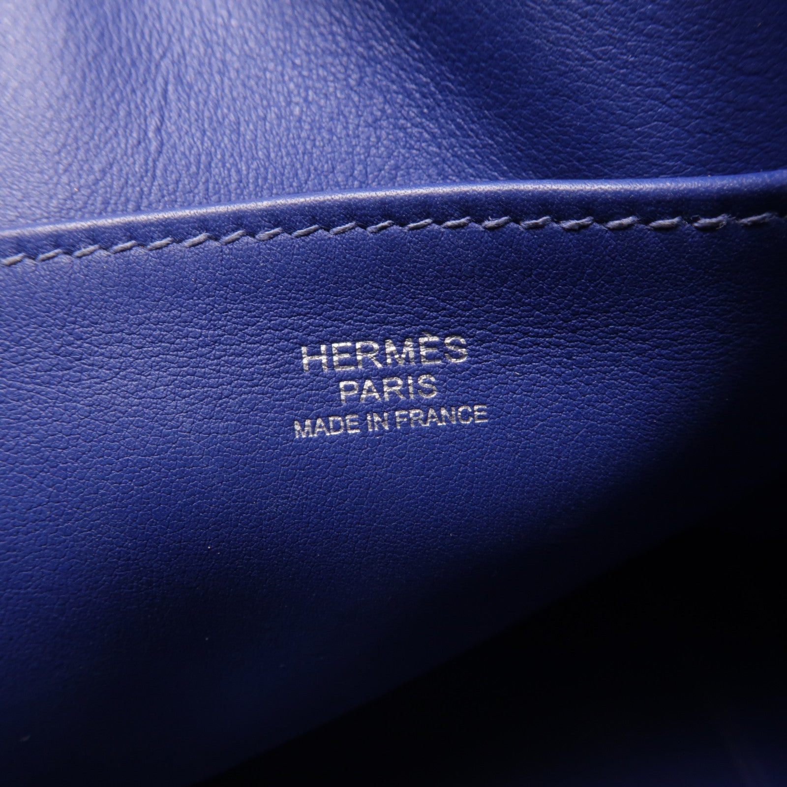 HERMES Evercolor皮革Licol 17銀扣肩背袋Bleu Brighton