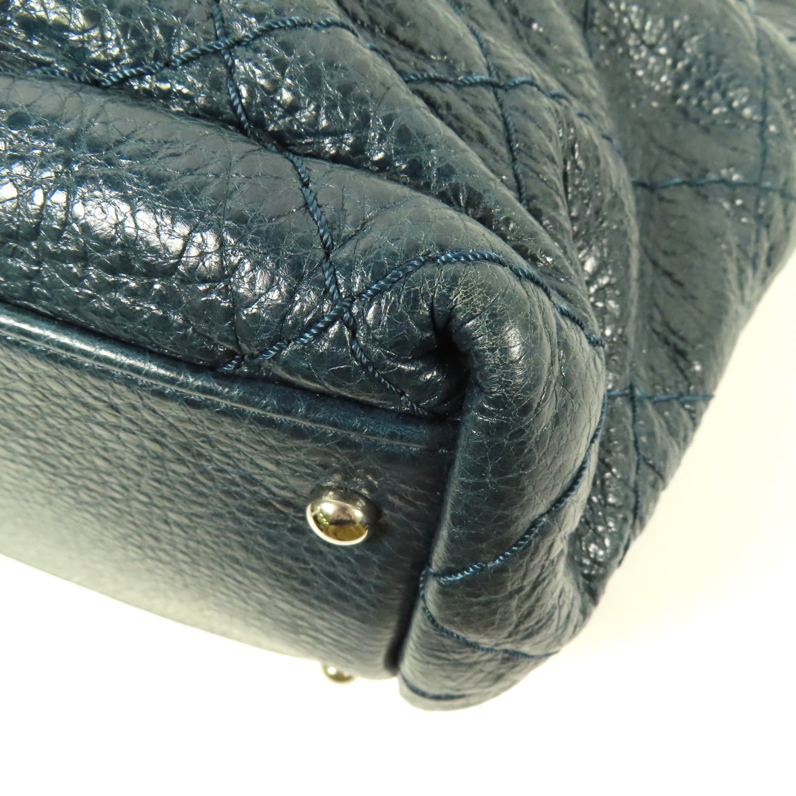 CHANEL 牛皮皮革Tote Bag銀扣肩背袋