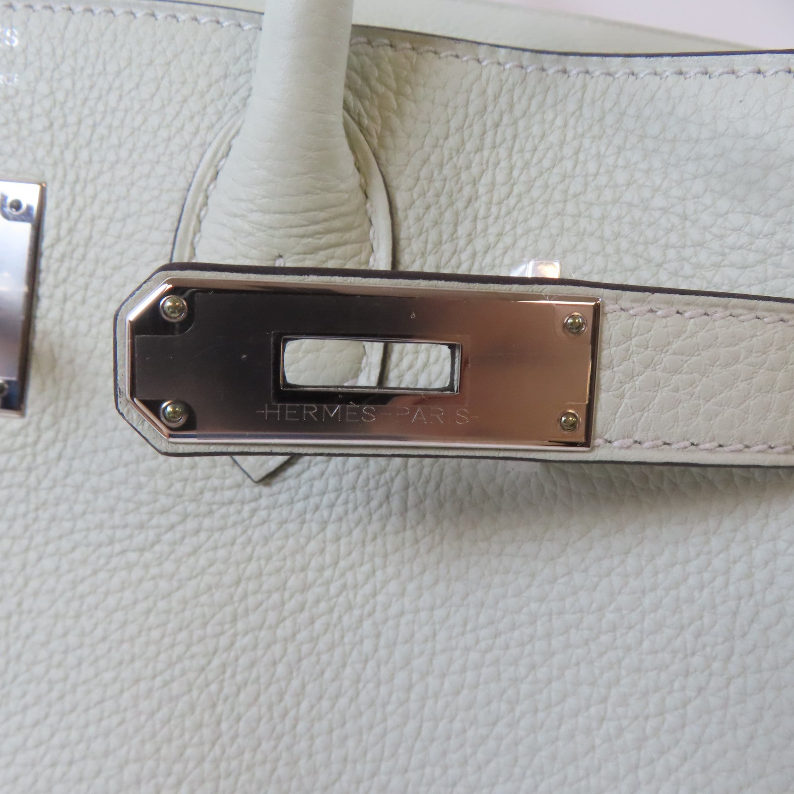 HERMES Togo皮革Birkin 30銀扣手挽袋Gris Neve/淺綠色
