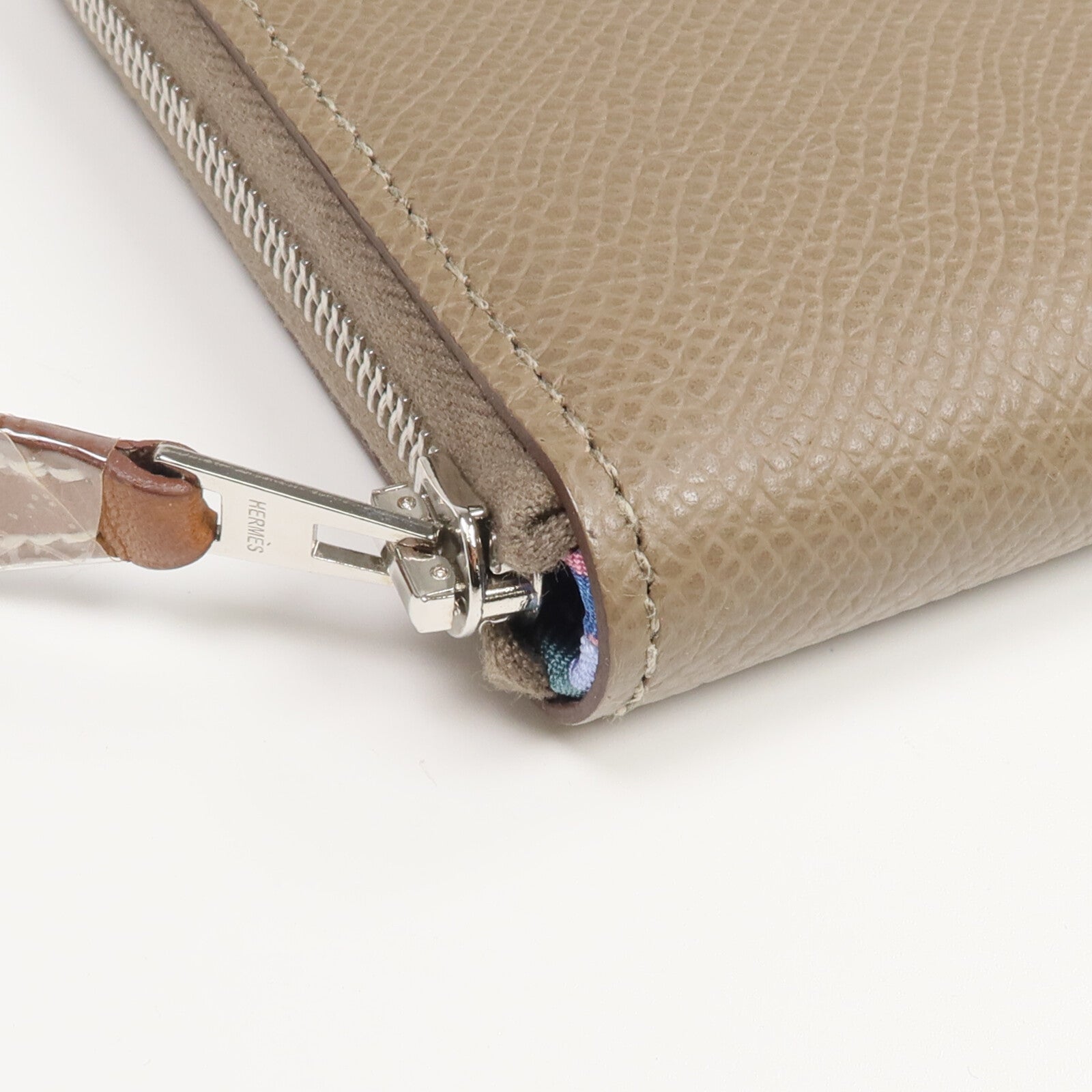 HERMES Epsom皮革Silk'In Long Wallet長錢包Etoupe
