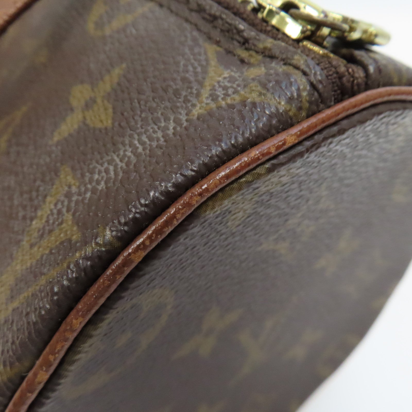 LOUIS VUITTON Monogram Papillon PM金扣肩背袋棕色