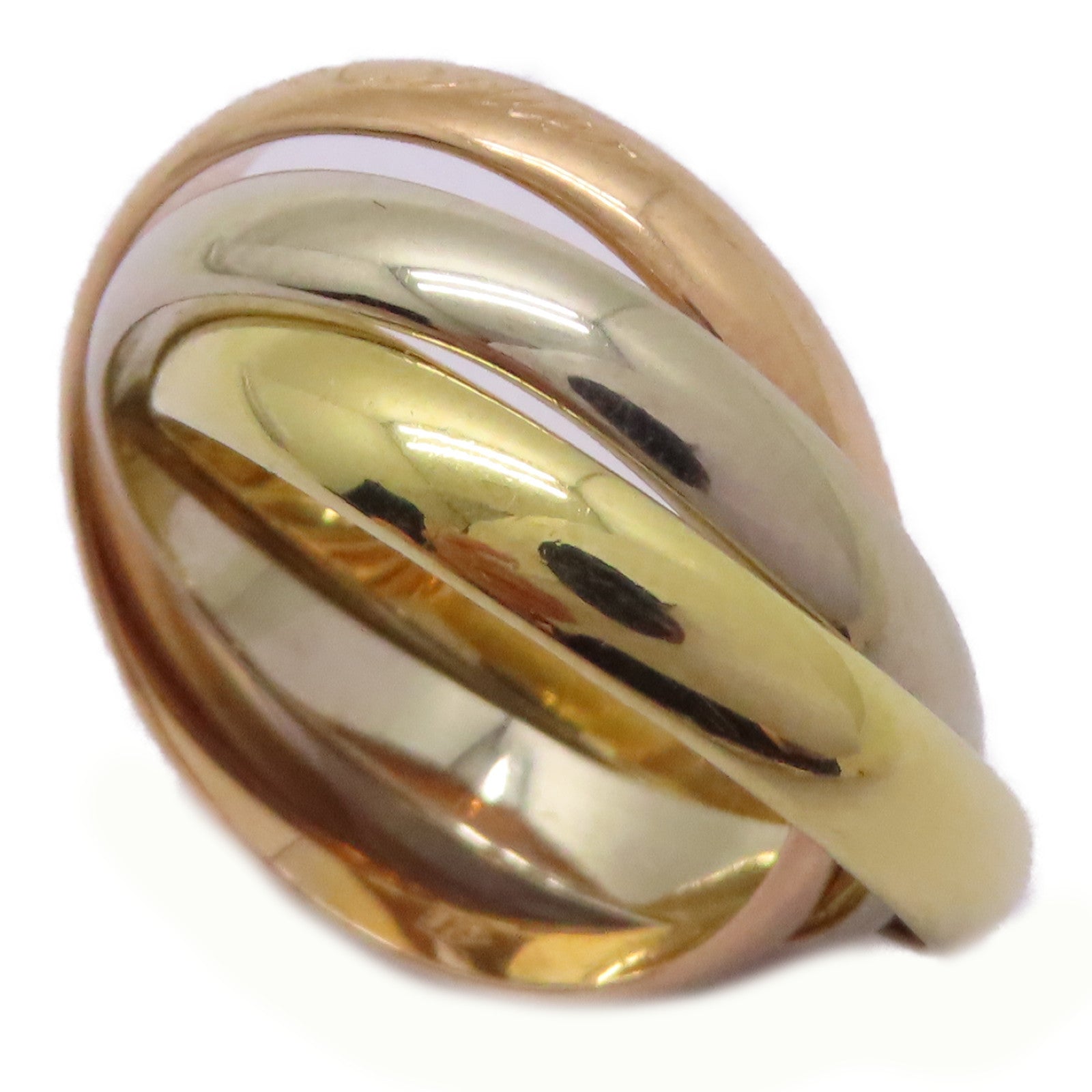 CARTIER 18K黃金/白金/玫瑰金Trinity Ring戒指US#6.75/Cartier#54