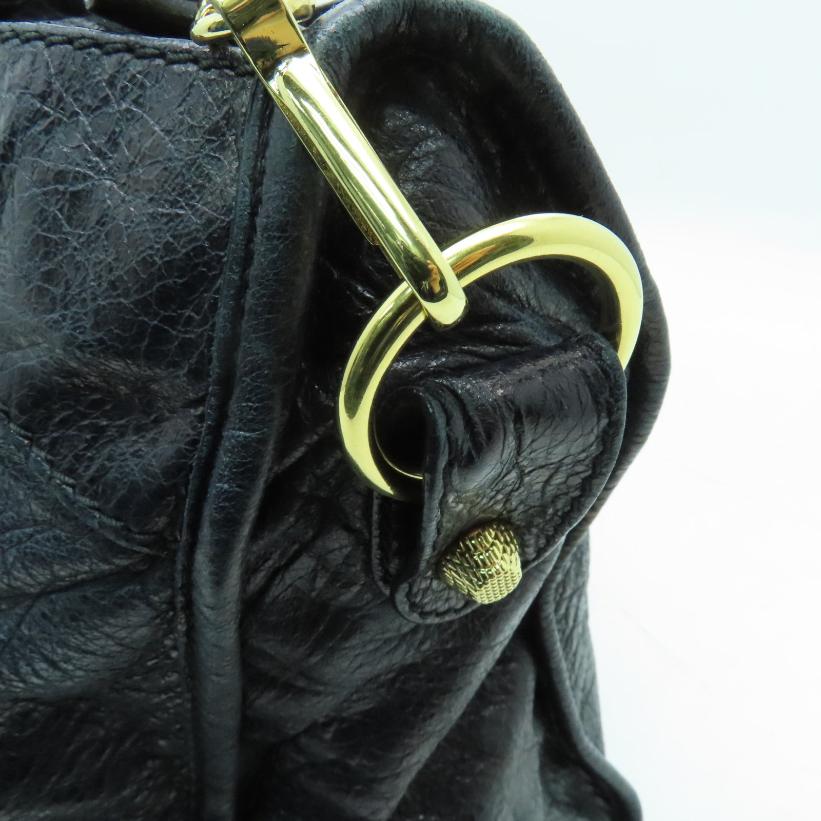 BALENCIAGA 【激減優惠】皮革Giant City金扣手挽肩背兩用袋黑色