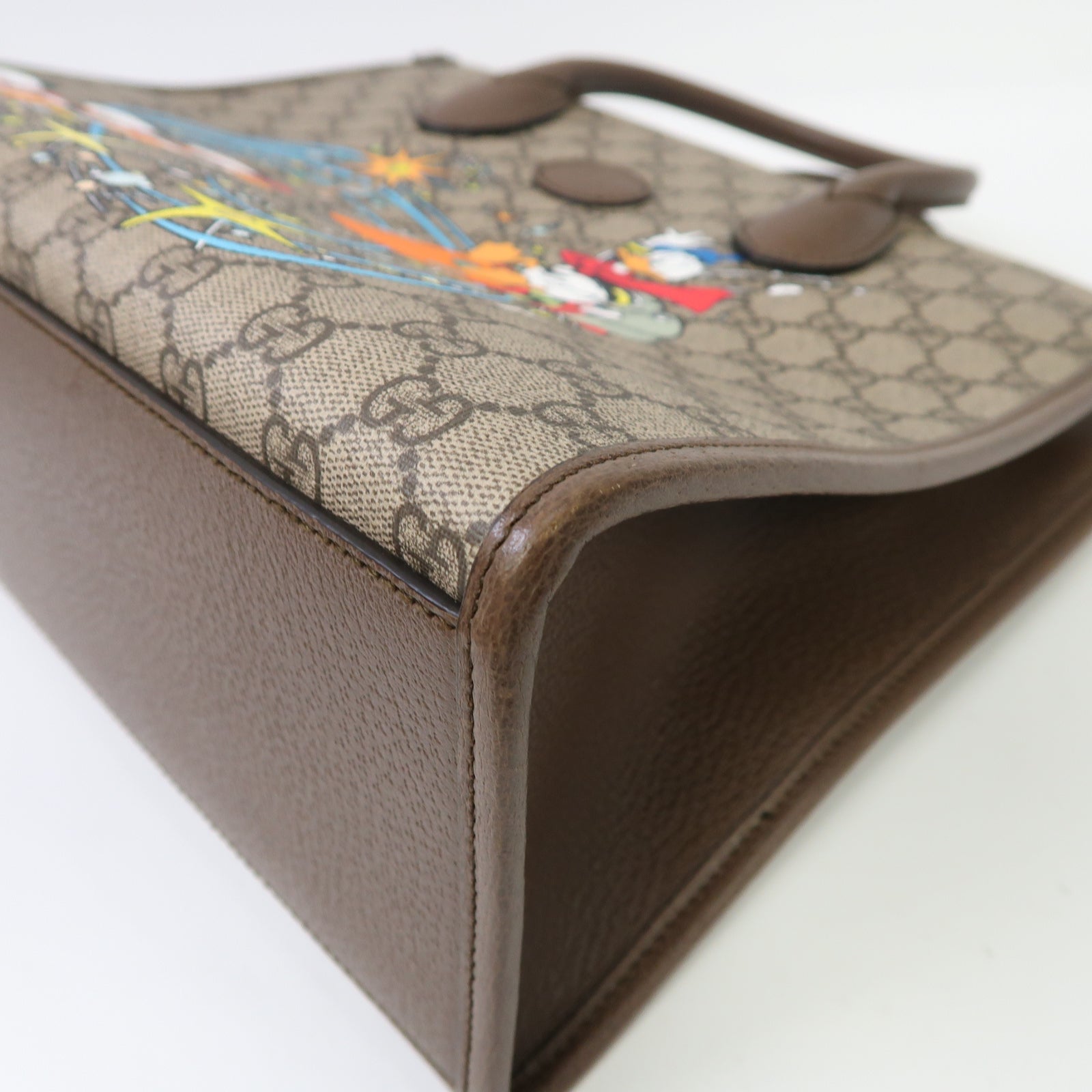 GUCCI 【激減優惠】塗層帆布Disney GG Supreme金扣手挽肩背兩用袋米色