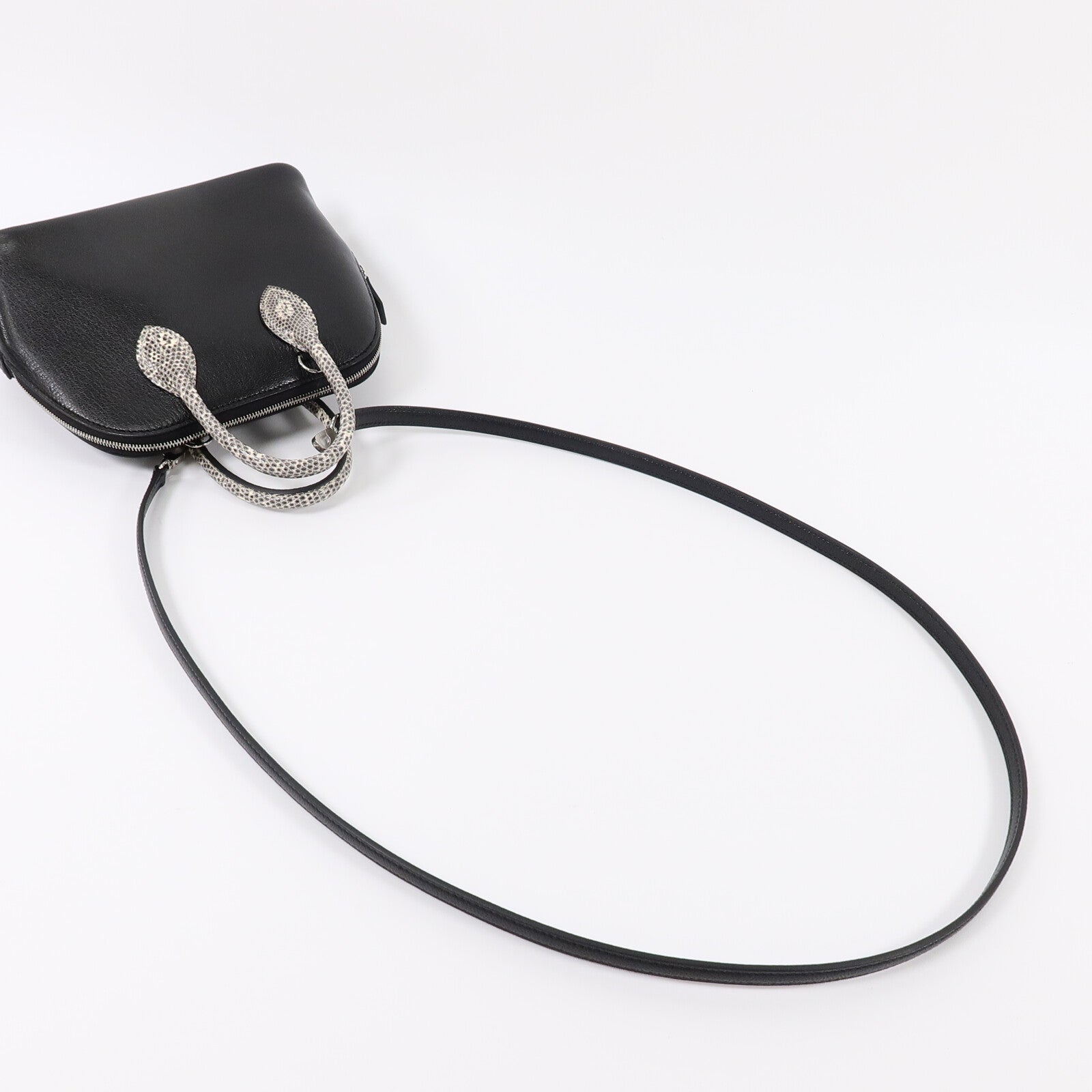 HERMES Chevre/蜥蝪皮革Mini Bolide Touch手挽肩背兩用袋