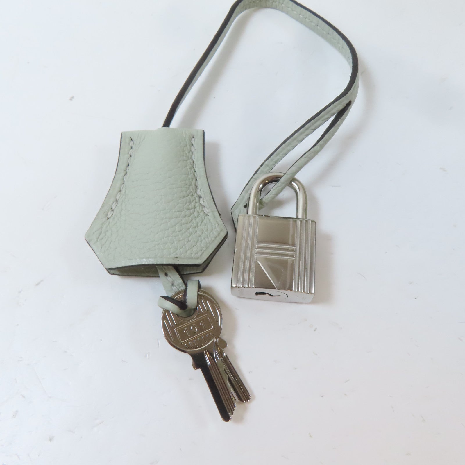 HERMES Togo皮革Birkin 30銀扣手挽袋Gris Neve/淺綠色