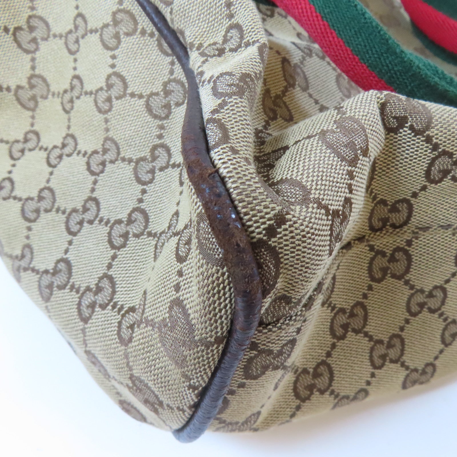 GUCCI 帆布Tote Bag銀扣手挽袋啡色