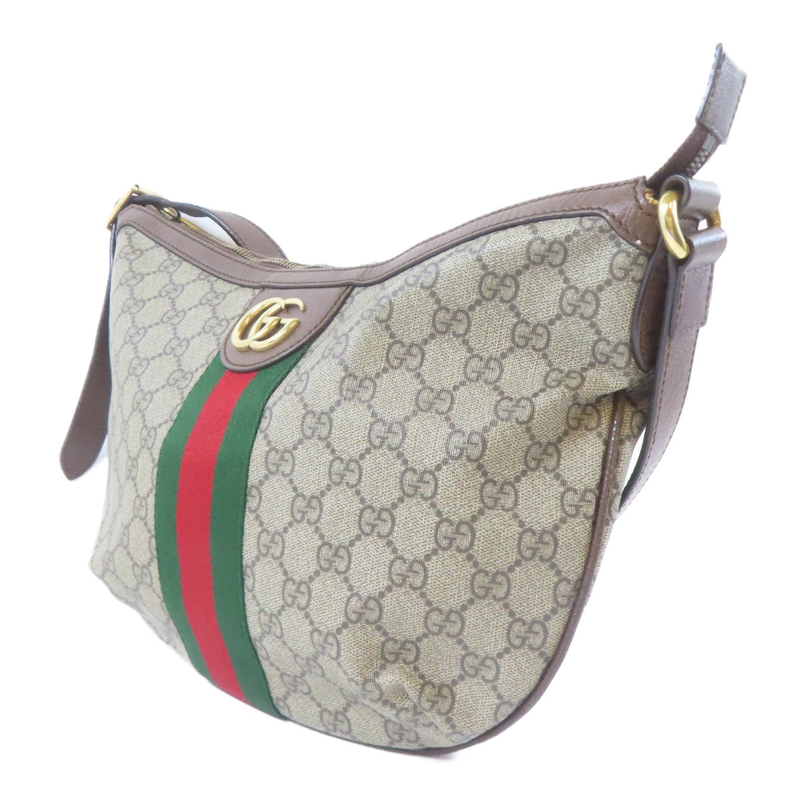 GUCCI 塗層帆布Ophidia金扣肩背袋啡色