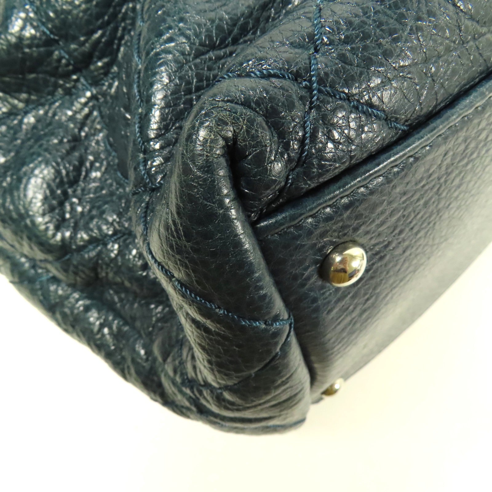 CHANEL 牛皮皮革Tote Bag銀扣肩背袋