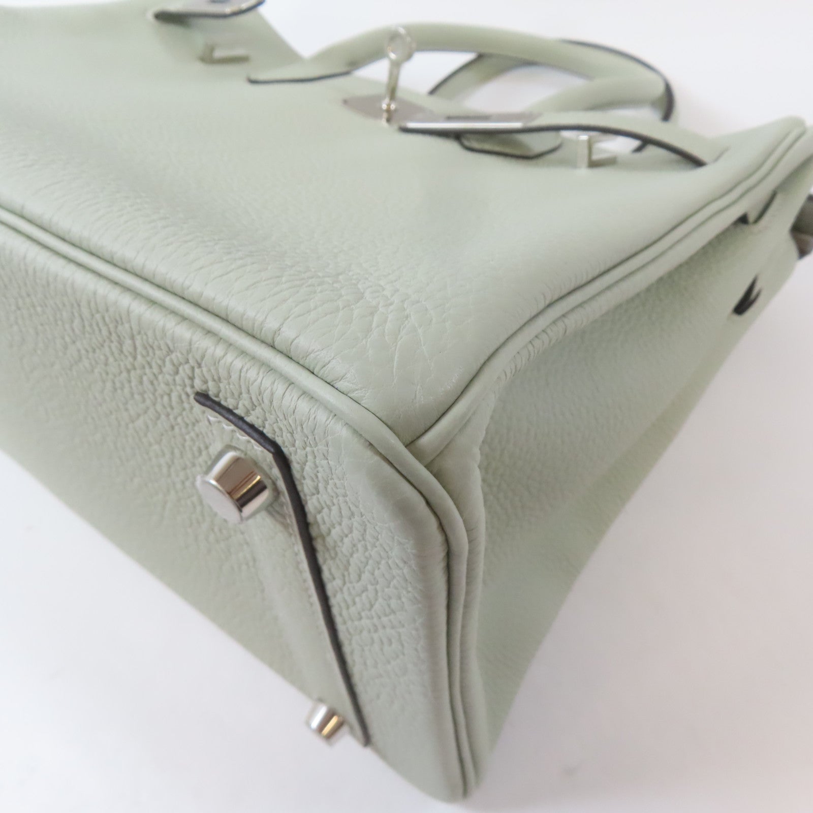 HERMES Togo皮革Birkin 30銀扣手挽袋Gris Neve/淺綠色