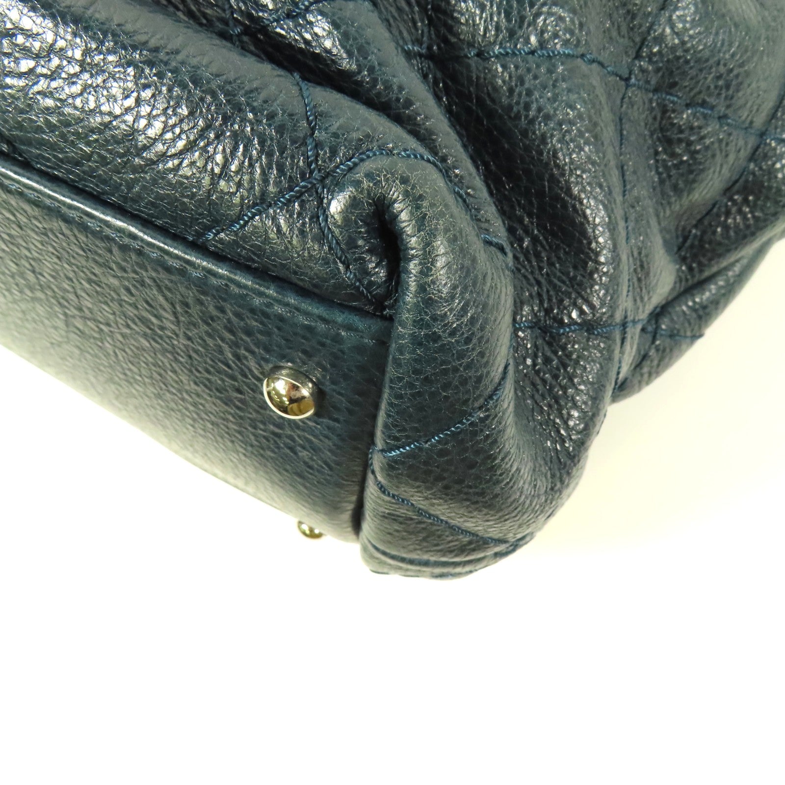 CHANEL 牛皮皮革Tote Bag銀扣肩背袋