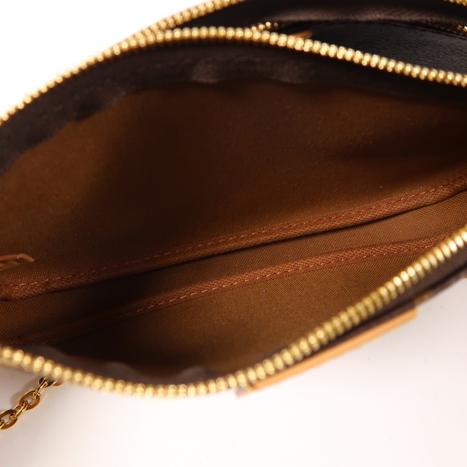 LOUIS VUITTON Monogram Multi Pochette Accessoires金扣手挽肩背兩用袋棕色
