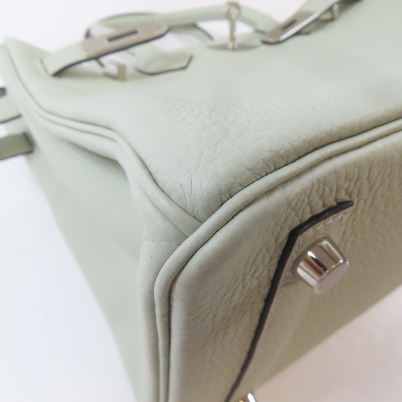 HERMES Togo皮革Birkin 30銀扣手挽袋Gris Neve/淺綠色