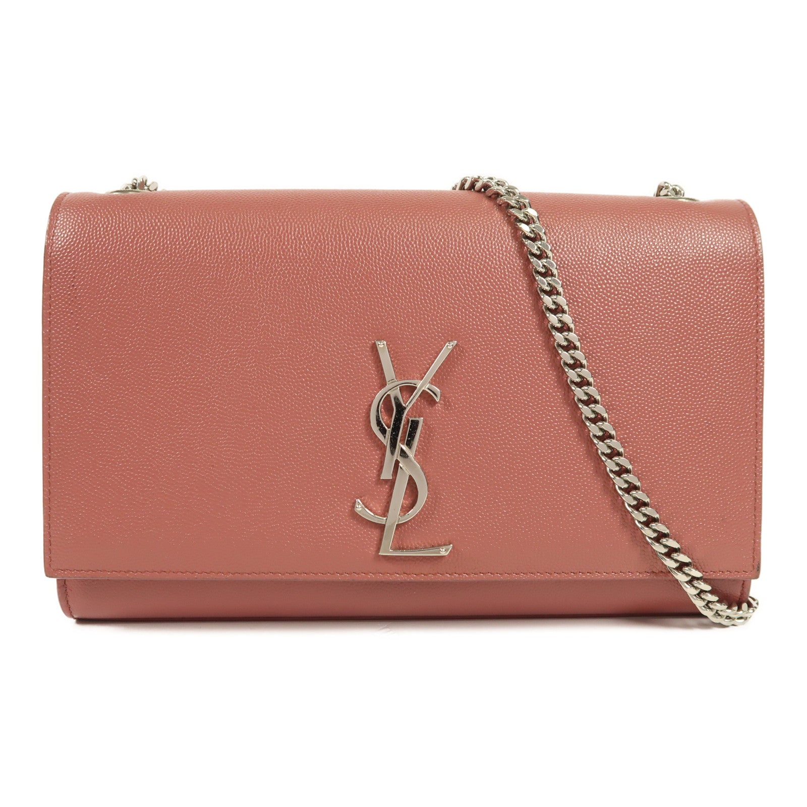 YVES SAINT LAURENT 牛皮皮革Kate銀扣鏈帶肩背袋