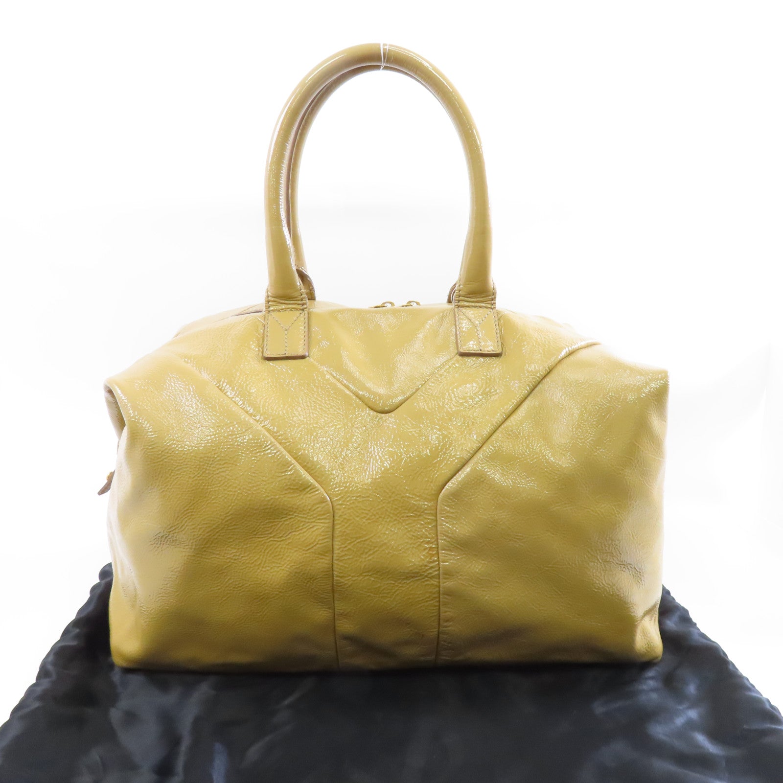 YVES SAINT LAURENT 【激減優惠】漆皮皮革Shoulder Bag金扣肩背袋棕色