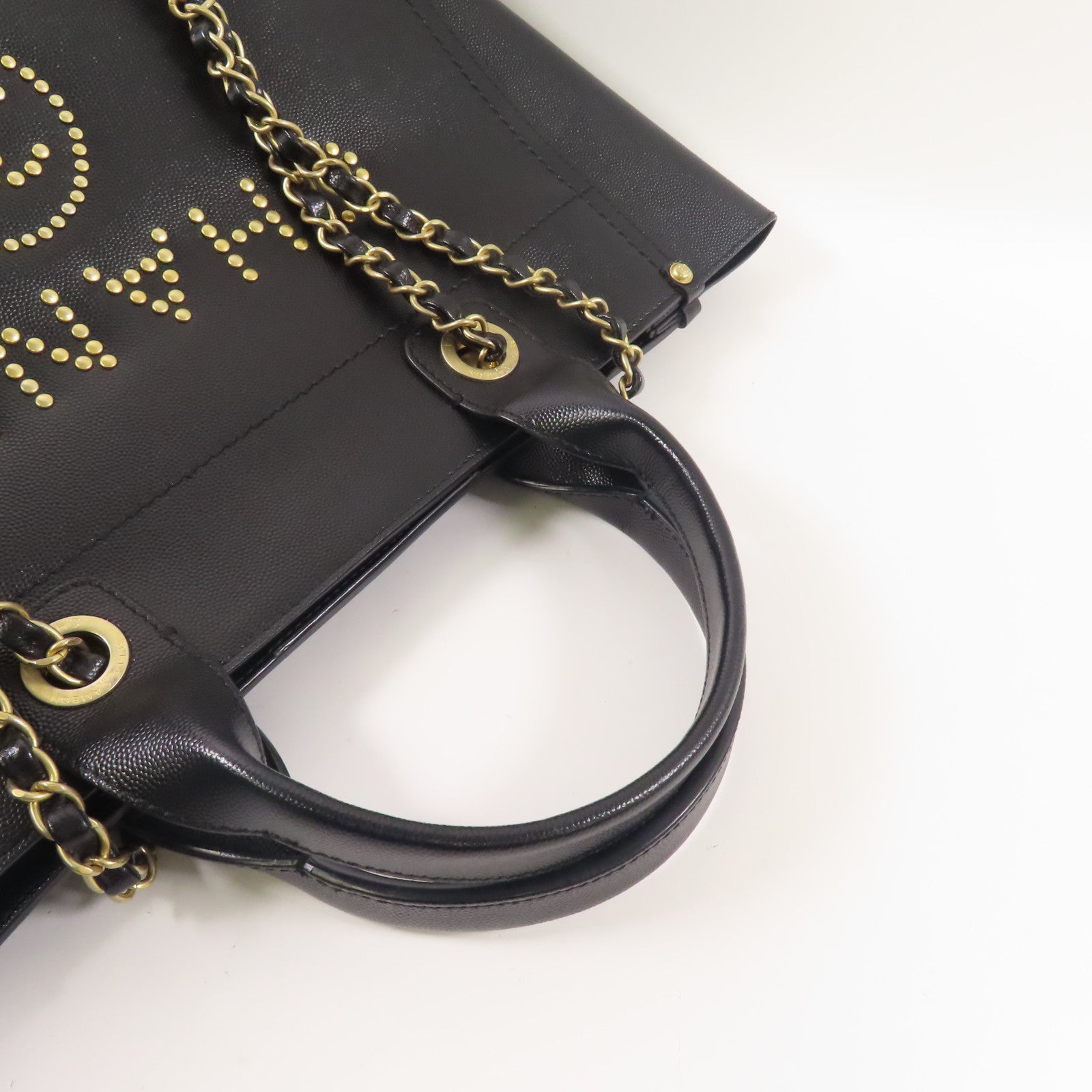 CHANEL 牛皮皮Deauville金扣手挽肩背兩用袋