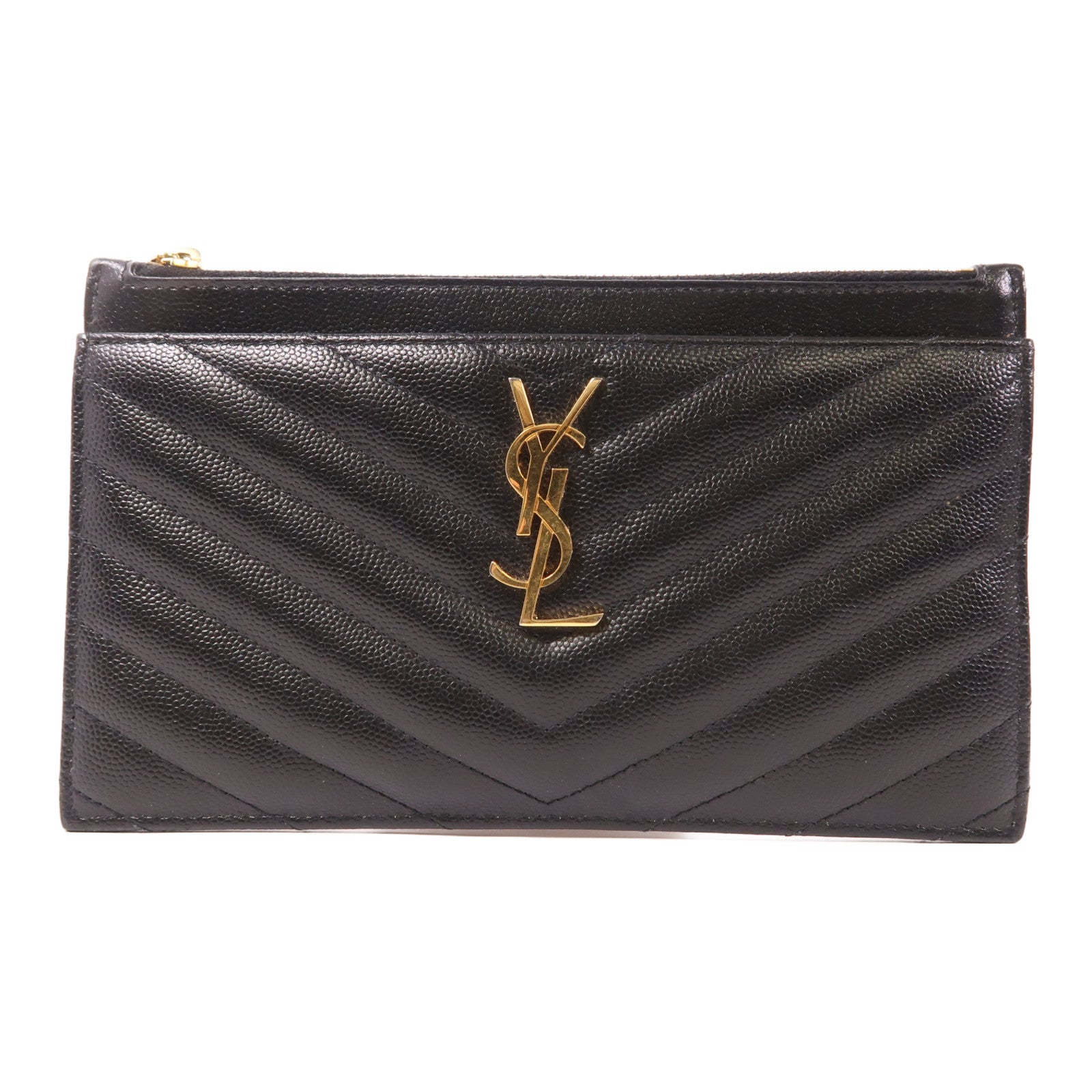 SAINT LAURENT 牛皮皮革Pouch金扣手拿包