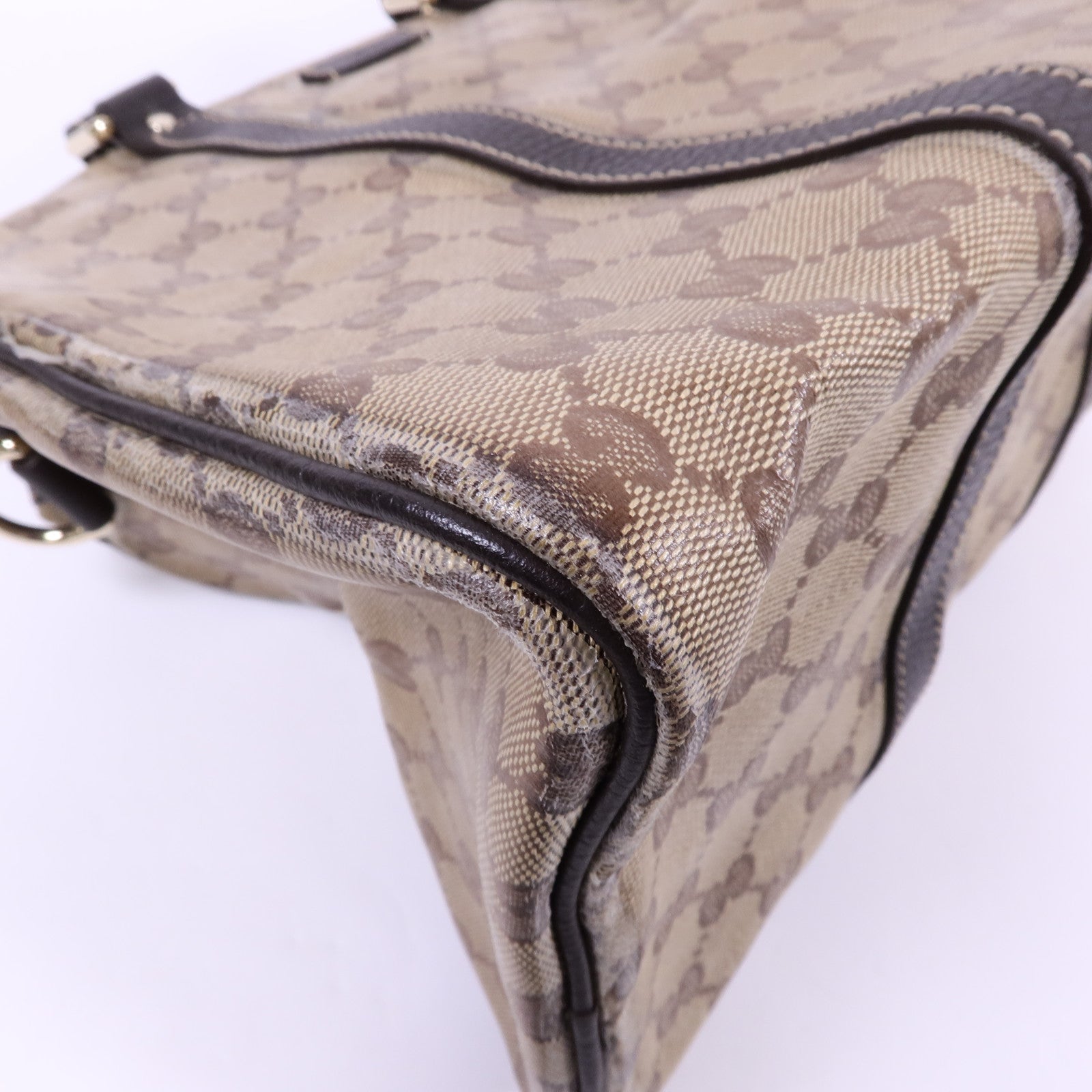 GUCCI 塗層帆布Boston Bag金扣手挽袋